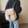 Hairy Imitation Rabbit Fur Backpack Student Large Capacity Drawstring Solid Color Backpack Tide
