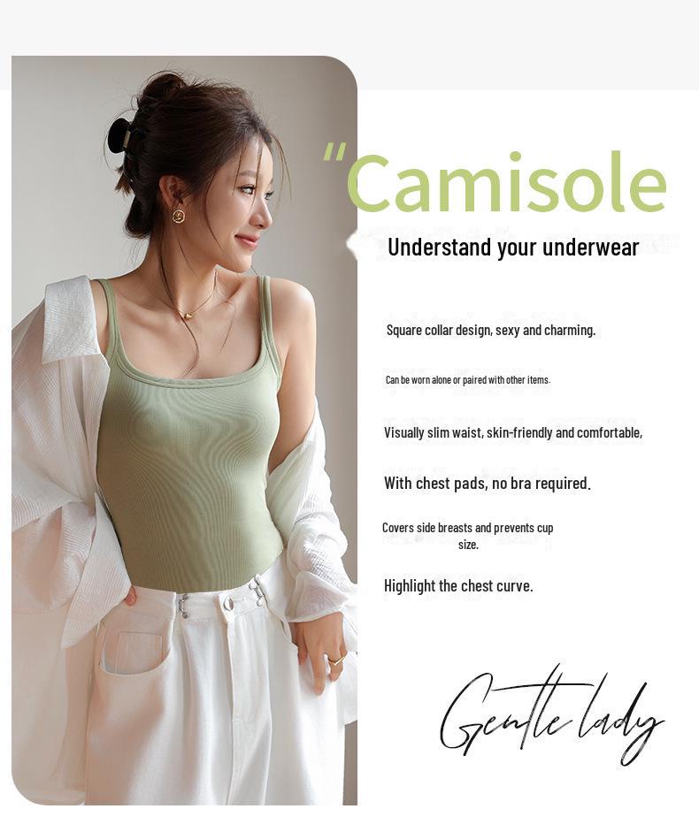 "Women's Summer Black Breathable All-in-One Vest Bra with Chest Pads and Suspenders"