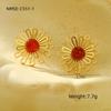 GEMCHIC Women's Geometric Flower Pearl Stud Earrings Gold Plated Stainless Steel Fashion Jewelry
