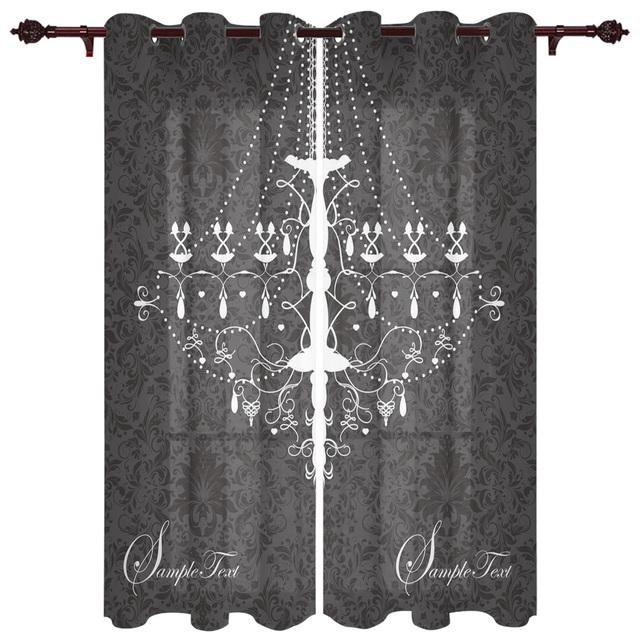 Black And White Chandelier Curtains for Bedroom Kids Room Living Room Window Curtain Luxury Curtains for Kitchen