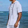 Camisa de Lino con Capucha de Manga Corta para Hombre Top Casual con Botones para camisetas camisas para hombre tallas grandes y altas camisas para hombre camisas de entrenamiento para hombre