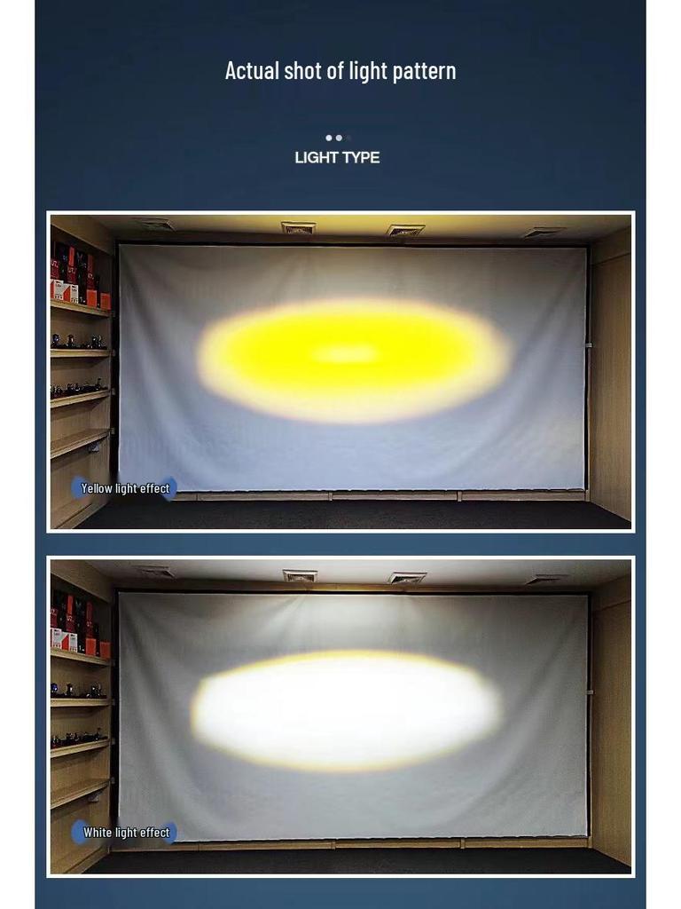 Waterproof Dual-Eye LED Motorcycle Spotlight: Ultra-Bright White & Yellow Light, 9-80V.