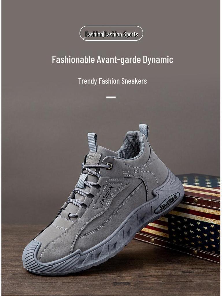 Men's Plus Size Retro Soft Sole Sneakers, Casual Outdoor Lace-Up Running Shoes