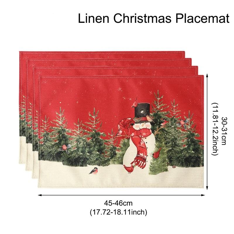 1PC Linen Christmas Placemats Tableware Mat Christmas Decorations For Home Kitchen 2024 Xmas Navidad Noel NewYear Table Decor