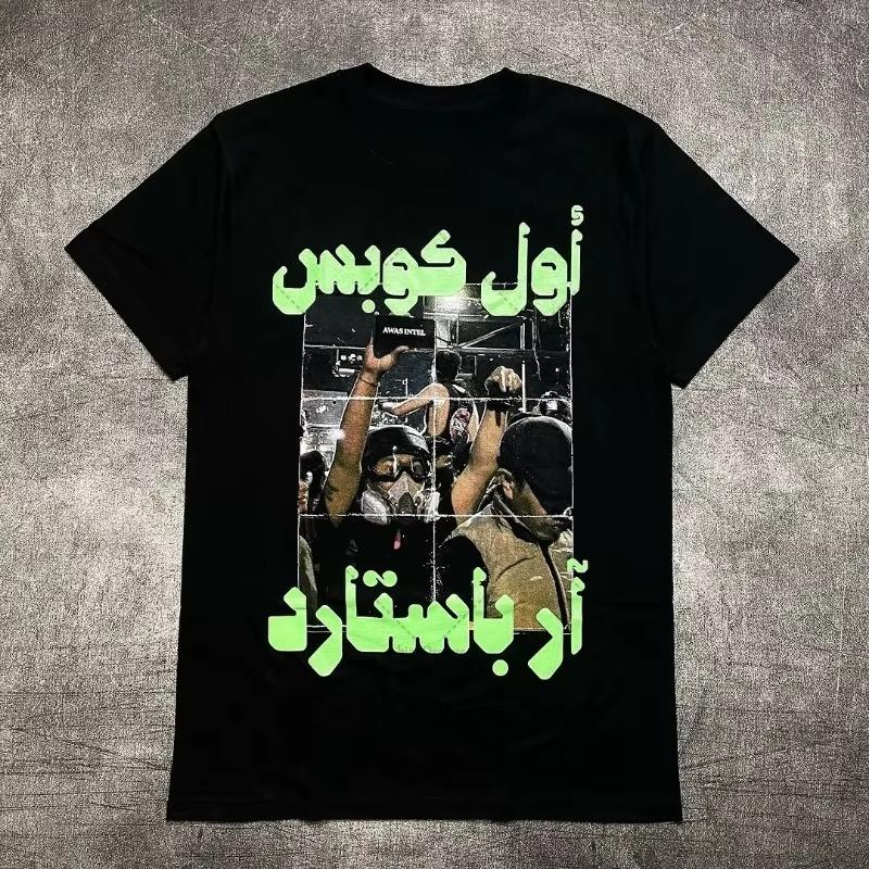 

Summer Pure Cotton Round Neck T-shirt Oversized Loose High Street Fashion Short-sleeved Personality Punk Skull Print Clothing 4XL