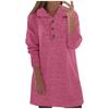 Women's And Winter Color Lapel Button Long Sleeve Pullover Casual Dress