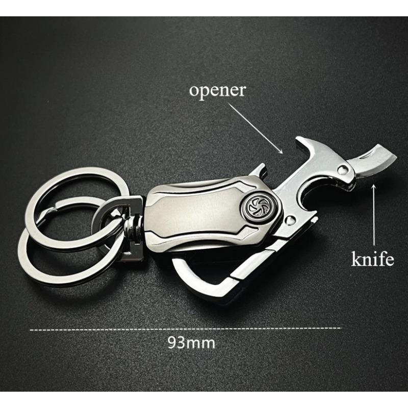 Metallnyckelring Zinklegering Liten kniv Flasköppnare Mobiltelefonhållare Multifunktionell Bilnyckelring med Uppackningskniv
