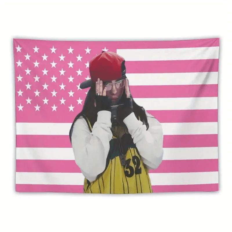 

1pc BBillie Pink USA Flag Tapestry Rapper Fan Gift Dorm Bedroom Wall Decor 74x94cm(29x37in)