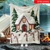 2D Flat Printing 1pc Christmas Winter Scene Printed Flannel Blanket Multiple Sizes Available Single-sided Print Suitable for Sofas