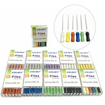 21mm Pilniki dentystyczne K Pilniki endodontyczne Pilniki dentystyczne ręczne Pilniki K ze stali nierdzewnej Narzędzia dentystyczne