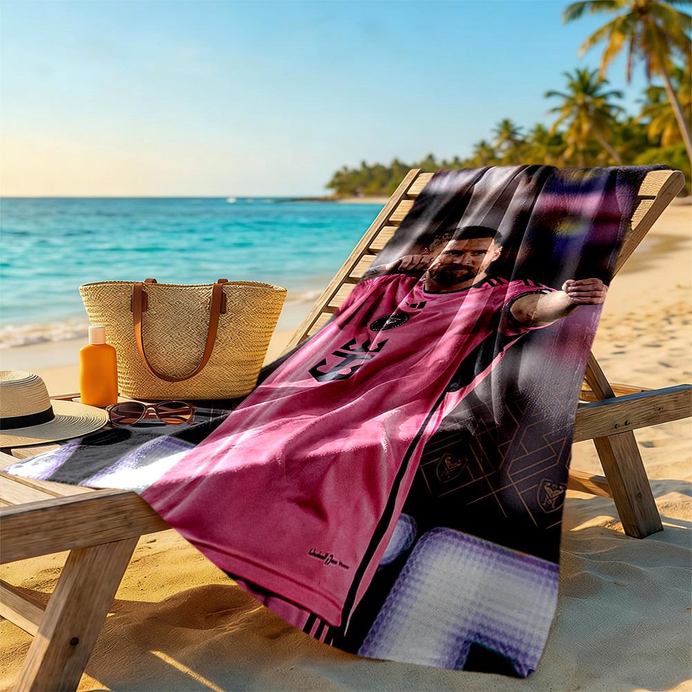 Messi Beach Towel Quick-Dry Soft Microfiber Comfortable Lightweight Suitable for Sports, Travel, Swimming, Yoga, Bathroom, Beach, And Pool