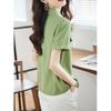 Ladies Summer Solid Colour Temperament Short Sleeve Shirt Age Reducing Design Nicole Chiffon Top