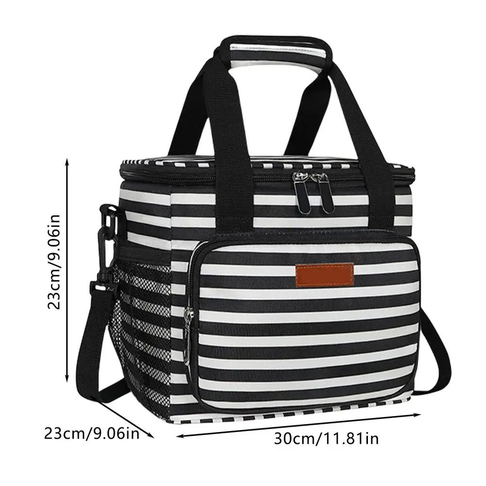 15L Large Oxford Cloth Thermal Insulated Lunch Bag Box For Women Portable Cross-Body Food Pouch Adult Cooler Cooling Tote Bag