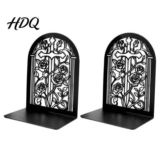 Sturdy Book Support 1 Pair Flower Metal Bookends Decorative Vase Ends