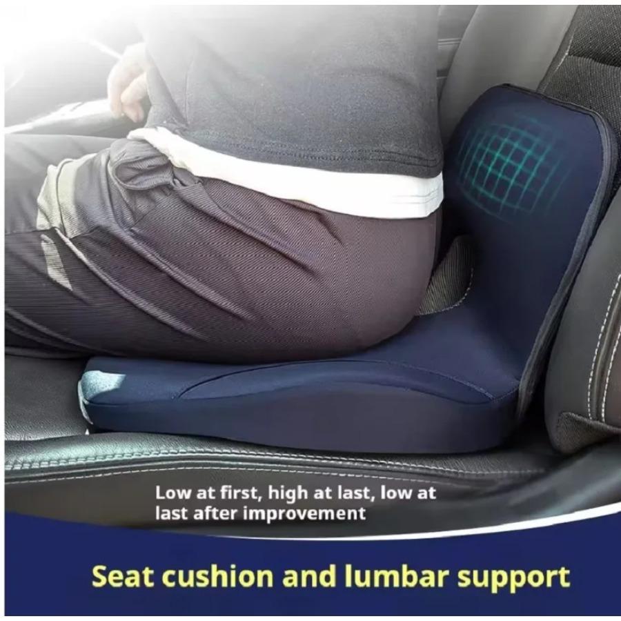Memory Foam Seat Cushion Waist Back Support Pillow Set Orthopedic Ergonomic Coccyx Relief Hip Lumbar Pad for Office Chair Car