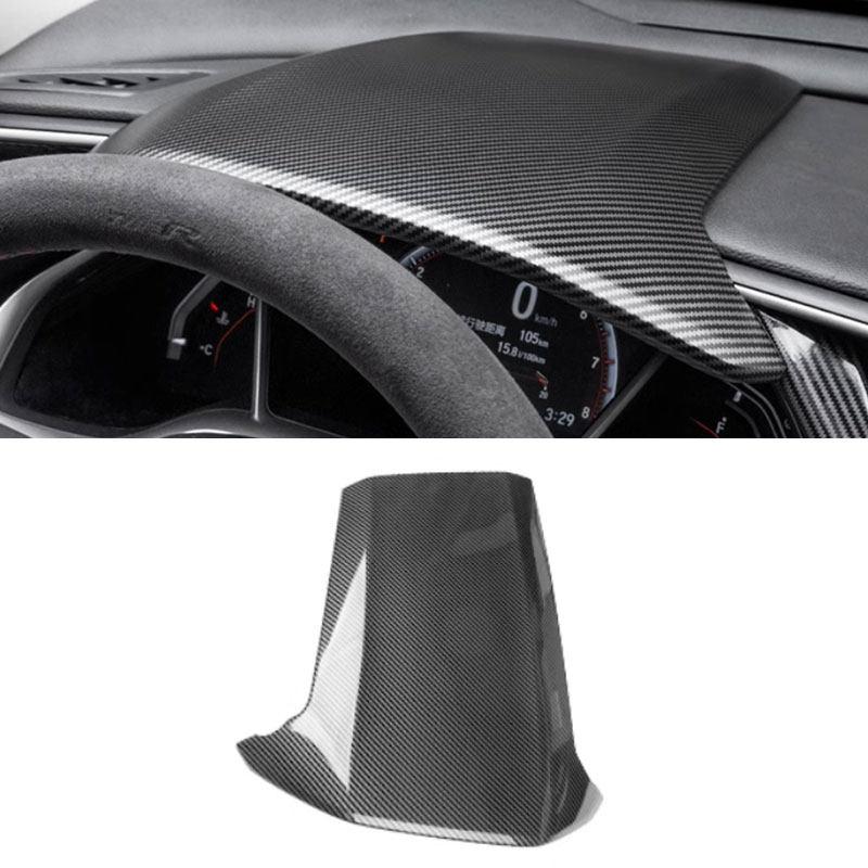 For Honda Civic 10th Gen FK7 FK8 2016- ABS Carbon Fiber Texture Car Inner Dashboard Panel Steering Wheel Speeeter Cover Trim LHD