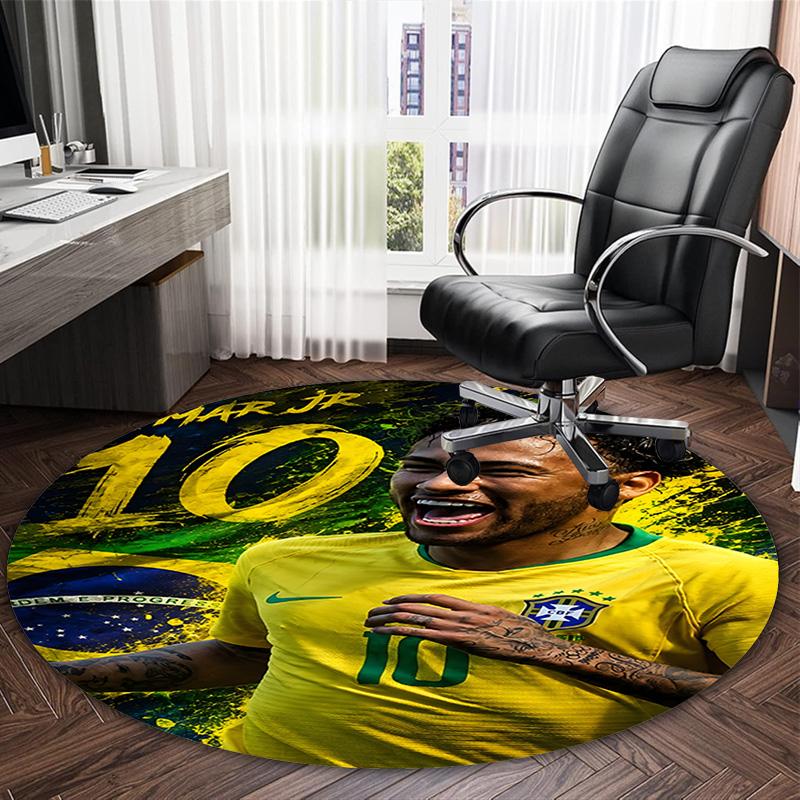 1pc Neymar15 Carpet, Round Rug, Comfortable, Suitable for Entryways, Living Rooms, Office, And Bedrooms, Christmas Decoration