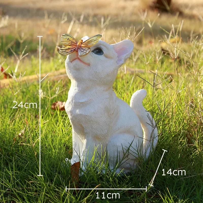

Cute Cats Statue Solar Energy Glowing Butterfly Decorative Kitten Ornaments Desk Decoration Cartoon Cat Sculpture Outdoor Decor