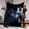 1PC Black White Wolf Contrast Plush Blanket Suitable All Seasons Soft Comfortable Sofa Office Outdoor Travel Home Use