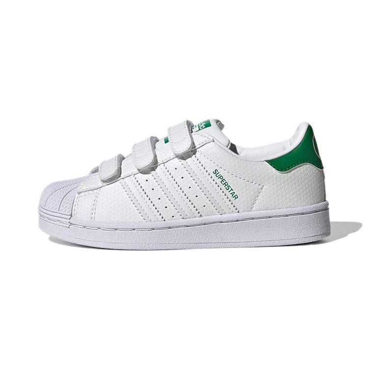 Adidas Originals Superstar Series Durable Low-Top Kids Skate Shoes Kids Sneaker White Green FX7171