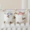 Baby Crib Organizer Cot Caddy Bed Storage Bag 2 Pockets Bedside Hanging Diaper Pure cotton Organizer for Diapers Toys Clothing
