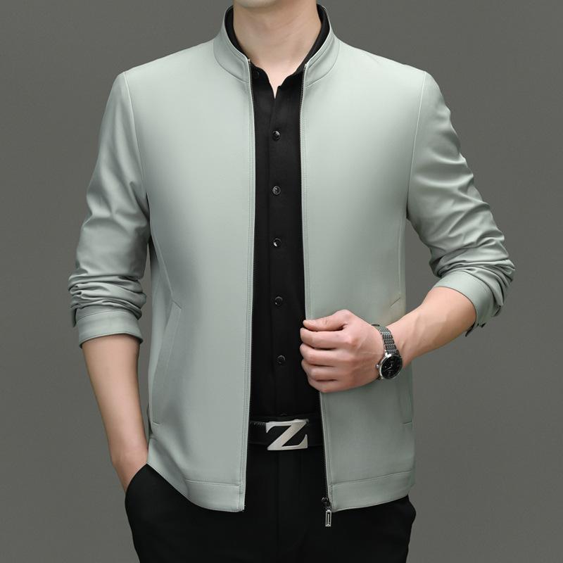 Stand-up Collar Jacket Zipper Business Jacket Middle-aged Men's Jacket Dad Jacket