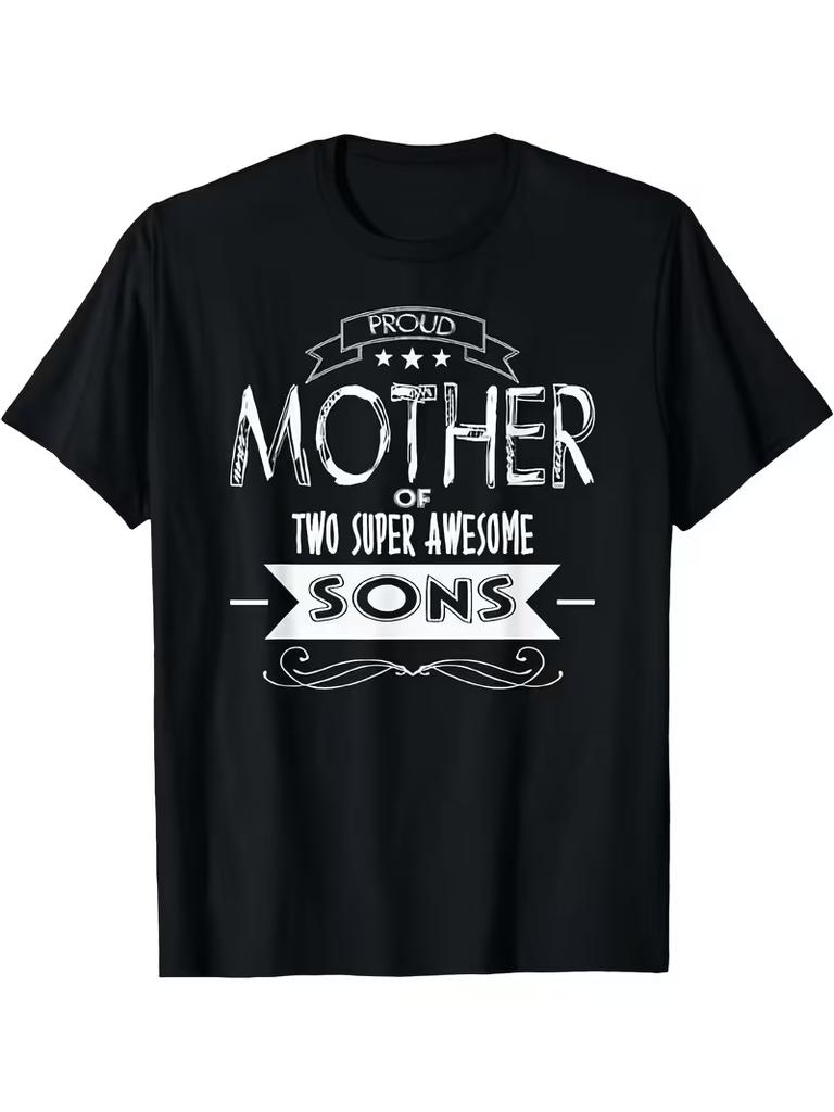 Mom and Sons Graphic Tee TShirt Mom 2 Sons Unbreakable Family Bond TShirt Black Shirt Mothers Day Birthday Gift for Moms