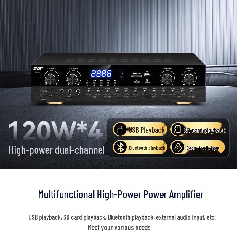SAST VD-202 Professional Bluetooth Power Amplifier CN Plug (adapter Included)