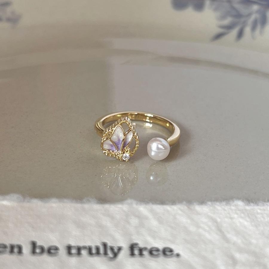 Zircon Flower Butterfly Ring 2025 Light Luxury Unique Index Finger Ring Niche Exquisite Versatile Ring