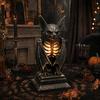 Dark Punk Room Decor Gothic Halloween Table Lamp, Spooky Raven Bat Skeleton Vintage Unique Gifts for Goth Lovers Resin LED Night Light Party, Tabletop