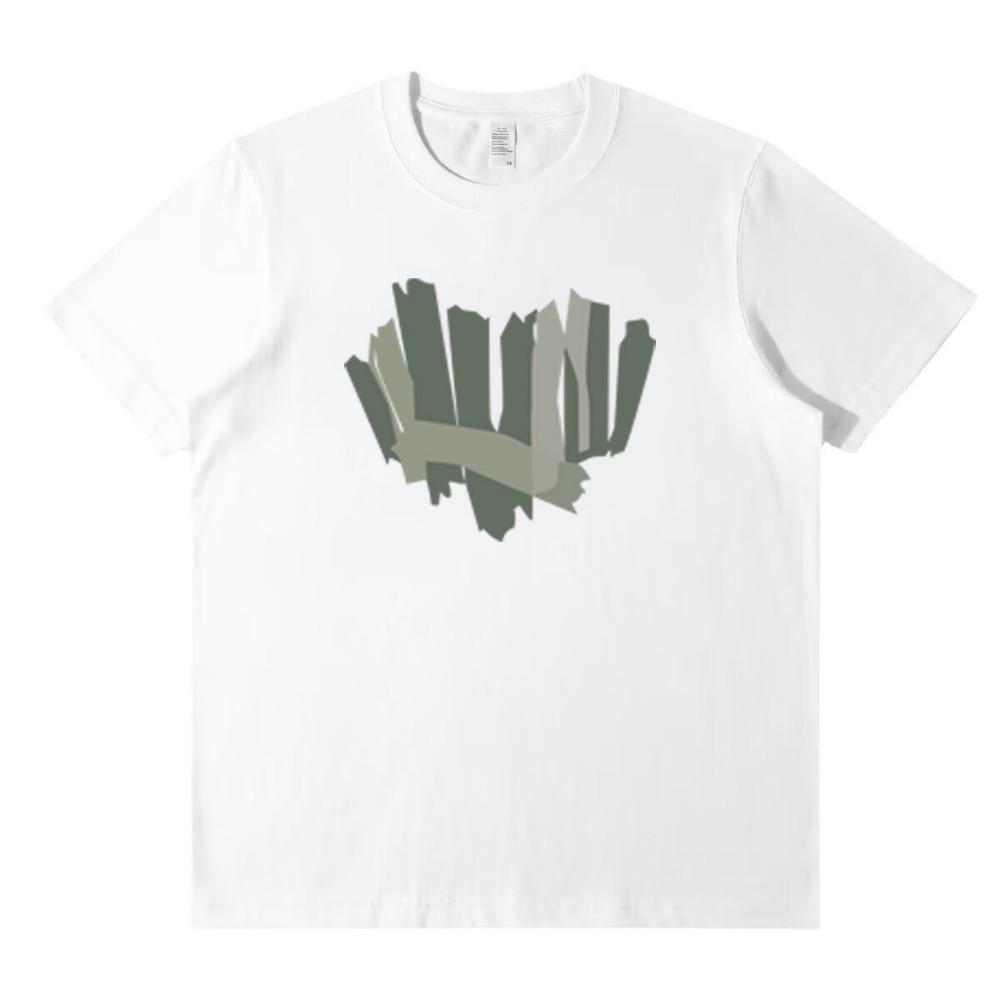 Summer Menswear Cotton White Short Sleeve Loose and Simple Top Casual and Comfortable T-shirt