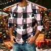 Men's Casual Shirt with Raglan Three-Quarter Sleeves and Christmas Print