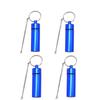 4 Pcs Portable Black Metal Storage Travel Container with Telescopic Spoon