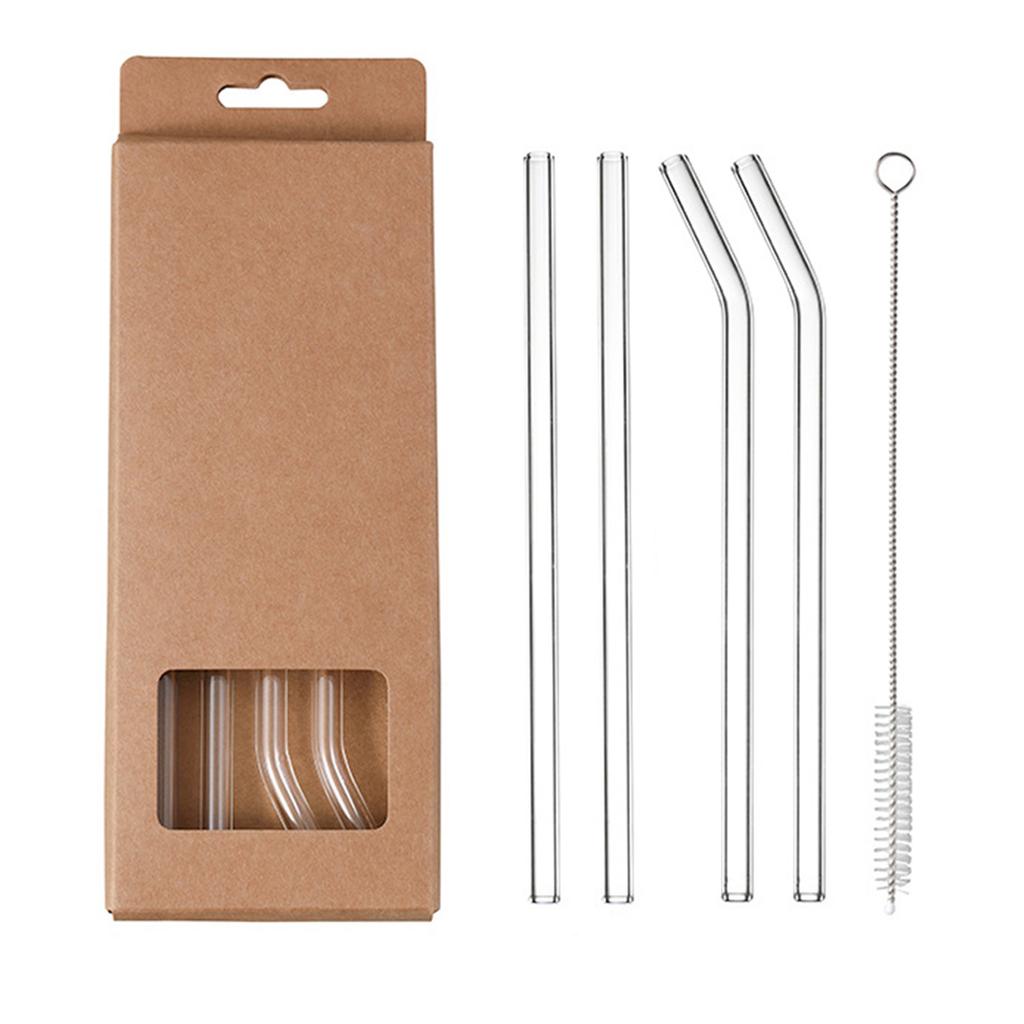 Durable Glass Drinking Straws Set Trendy Glass Drink Straw Brush Set for Reducing Plastic Waste In Everyday Life