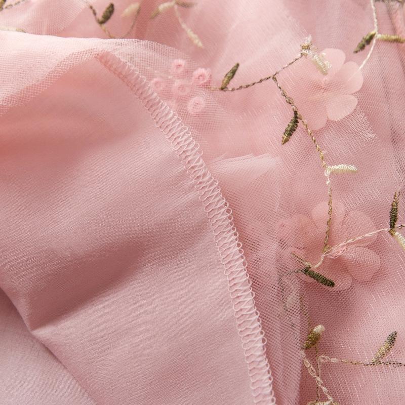 Summer Children's Clothing Embroidery Flower Lace Mesh Princess Dress Girls Clothes Baby A-Line Casual Party Flying Sleeve Dress