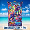 Dog Theme Beach Towel Personalized Custom Name & Text Soft Quick Dry Beach Towel for Swimming Travel