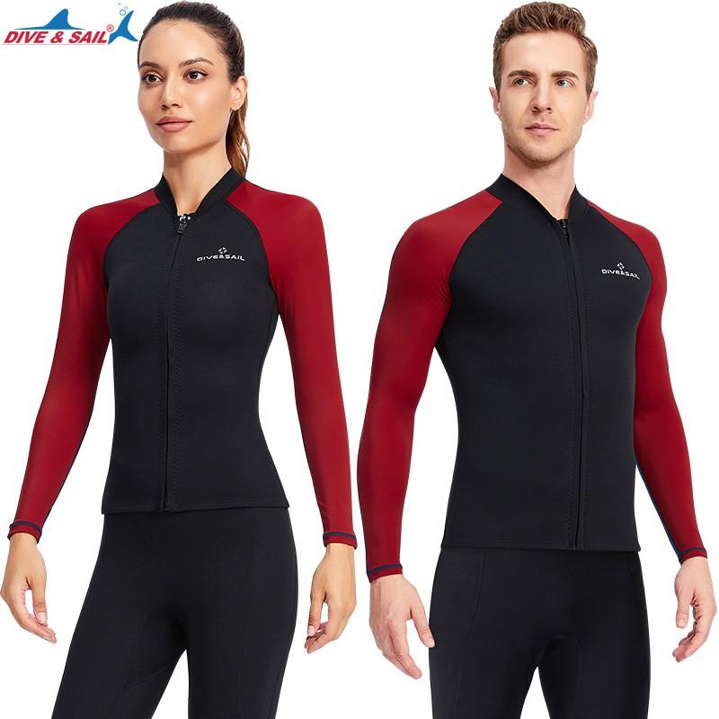 1.5MM Diving Suit Men's Split Top Long-sleeved Thermal Women's Snorkeling Surfing Sunscreen Swimsuit