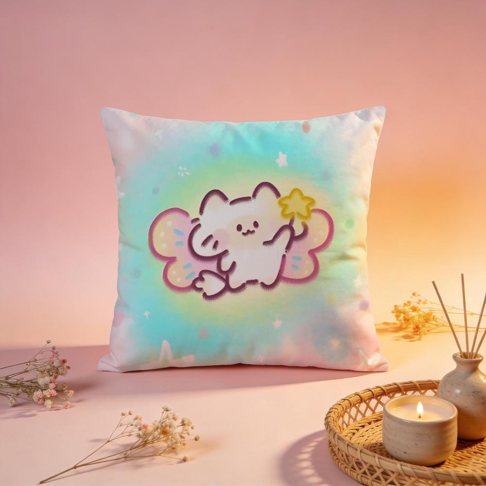 Angelic Cute Pet Group Cushion Cover Comfortable Durable Pillow Cover MultiScene for Home Office Car Sofa