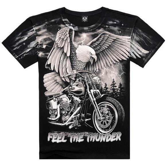 Designer Men's Cool Eagle Catch Hold of Motorcycle Printing 3d T-shirt European Sale Short Sleeve Cotton T-shirt
