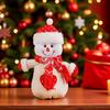 Christmas Doll Knitted Candy Bag Reusable Drawstring Gift Bag Santa Claus Snowman Shape Holiday Party Favor Bag