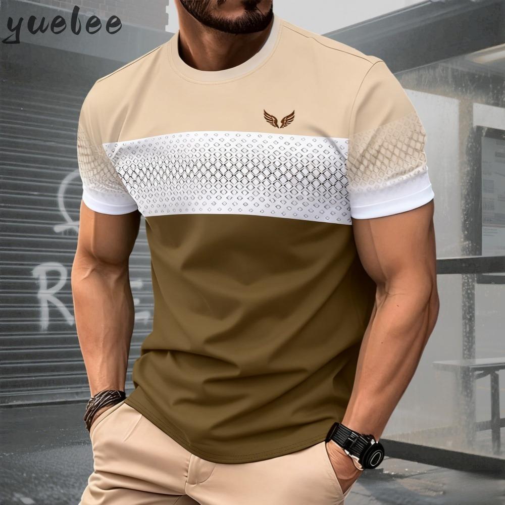 Summer Men's Patchwork T-shirt Men's O-neck Sports Casual Loose Comfortable Short Sleeved Daily Wear Men's Clothing