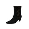 6CM Korean version of fashion rivet boots women's 2025 autumn and winter new square head thick heel versatile temperament fashion boots short boots