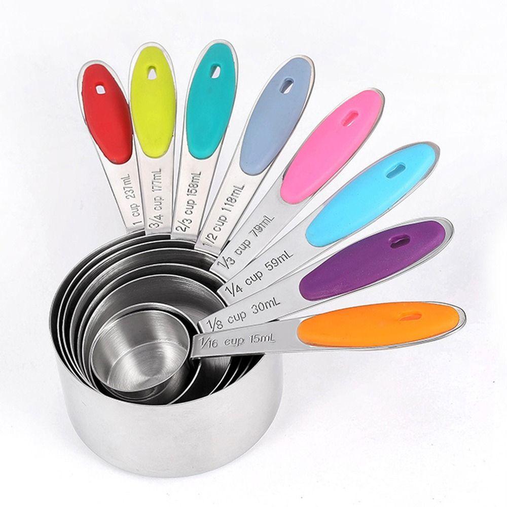 8/13Pcs Stainless Steel Measuring Spoons Set Teaspoon Stackable Spoon Measuring Cups Set Long Handle Ergonomic Grip