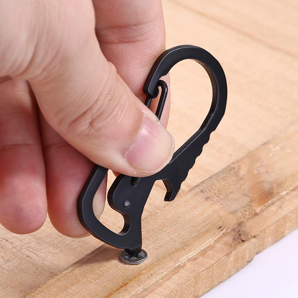 Slotted Screwdriver Stainless Steel Pocket Keychain Carabiner Multifunctional Practical Mountaineering Buckle Hiking Equipment