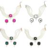 Moderne Kunst Geïnspireerd Meerlaags Imitatie Parels Ketting En Luxe Bijpassende Studs Oorbellen Accessoireset