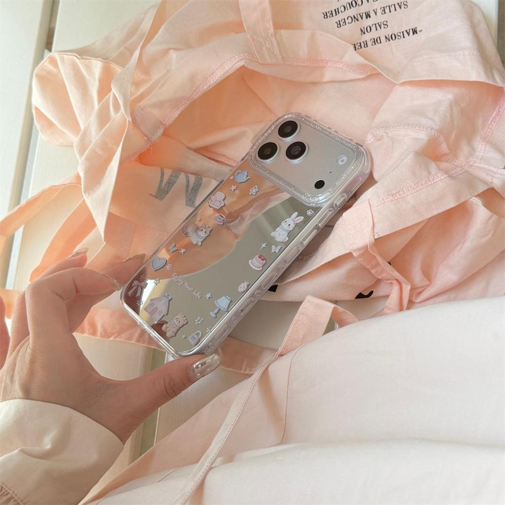 Small Rabbit Cartoon Mirror iPhone 14/13/12 Pro Max Anti-Fall Case