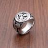 Punk Vegvisir Viking 316L Stainless Steel Rings Futhark Runes Slavic Ring Triangle Odin Nordic Jewelry