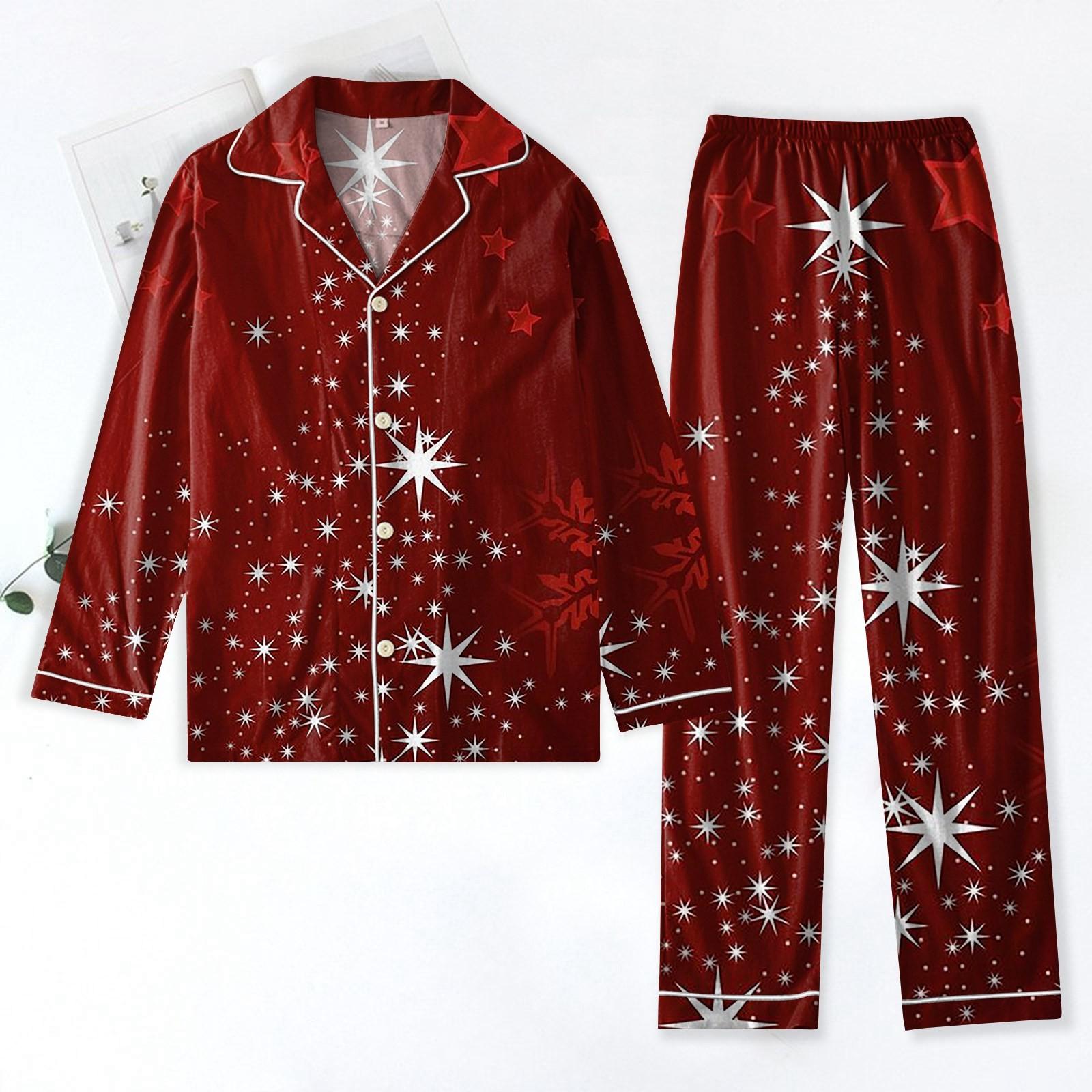 

Женский костюм из 2 предметов с принтом, топ на пуговицах с длинными рукавами, широкие брюки, комплект, пижамный домашний повседневный костюм S