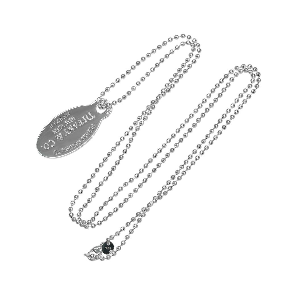 TIFFANY&Co. Return to TIFFANY & Co. oval tag Necklace Silver925 24.2g Women Used
