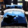 Luxury Bedding Set Motorcycle Fire Print Duvet Cover Set with Pillowcase Motocross Bedspread Boy's Bed Set